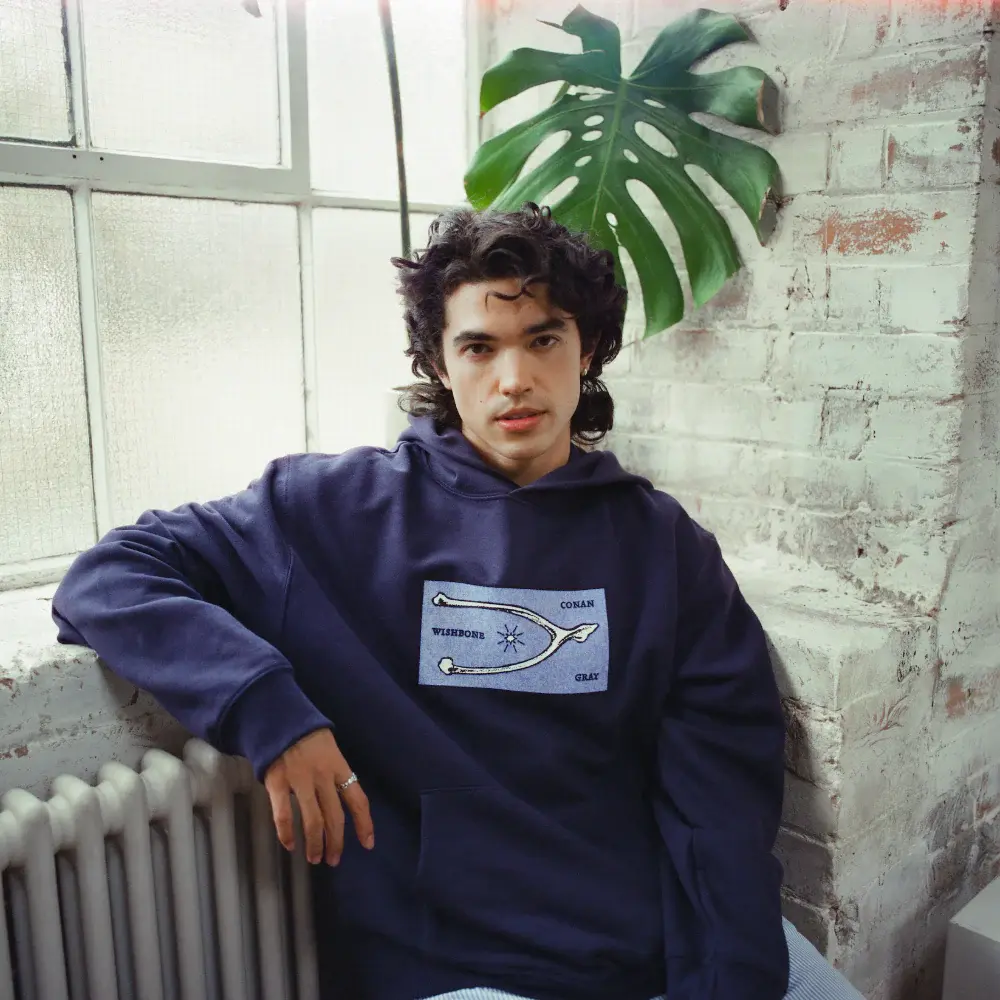 Conan Gray CONAN GRAY WISHBONE NAVY HOODIE Hoodies 416982